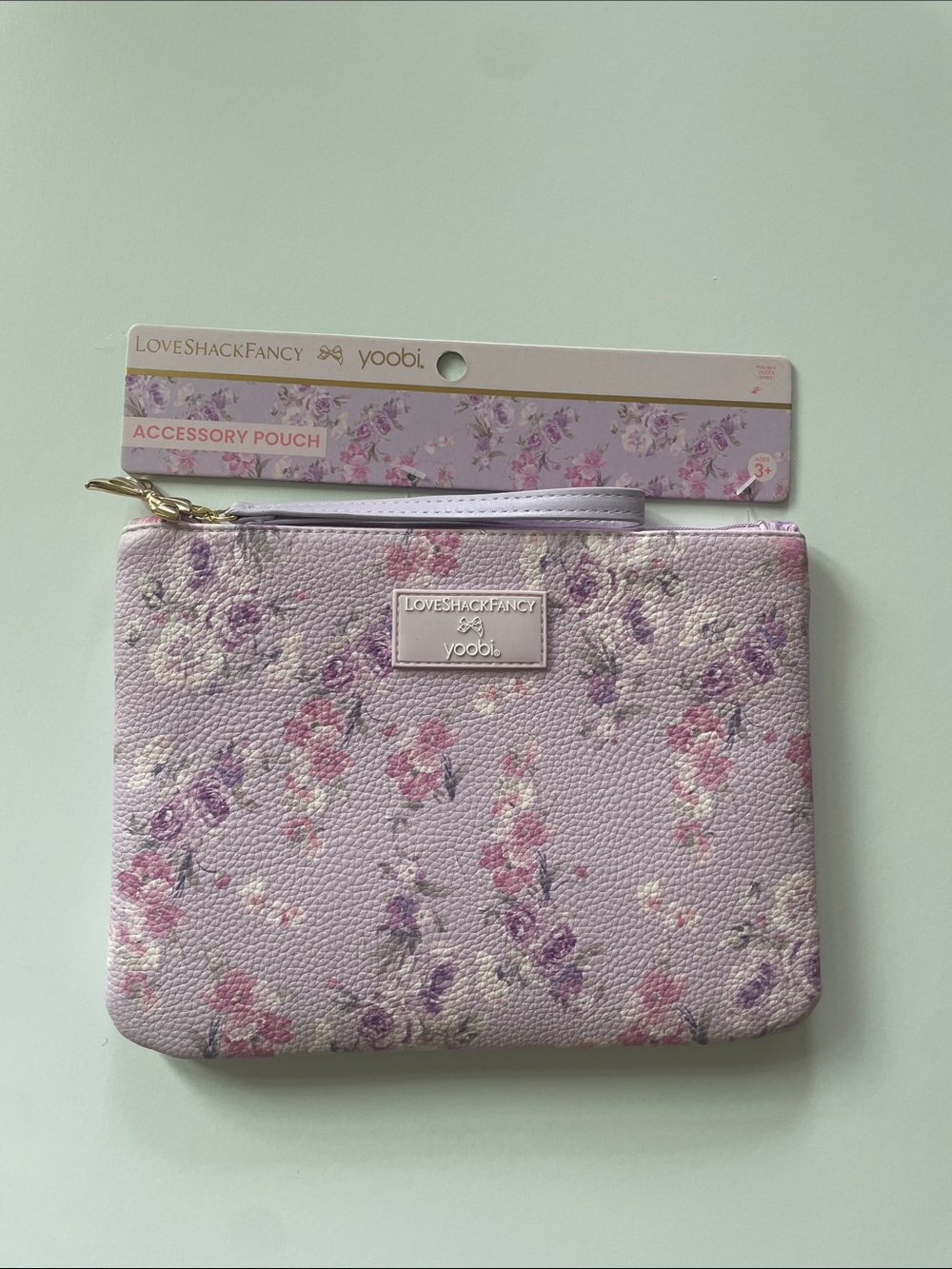 LoveShackFancy purple floral accessory pouch